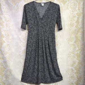 Mimi Maternity Womens Size Small Stretchy Dress Black White Short Sleeve Belted